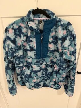 Etonic Sherpa Quarter Zip Floral Fleece Pullover Women’s Small Blue Pink
